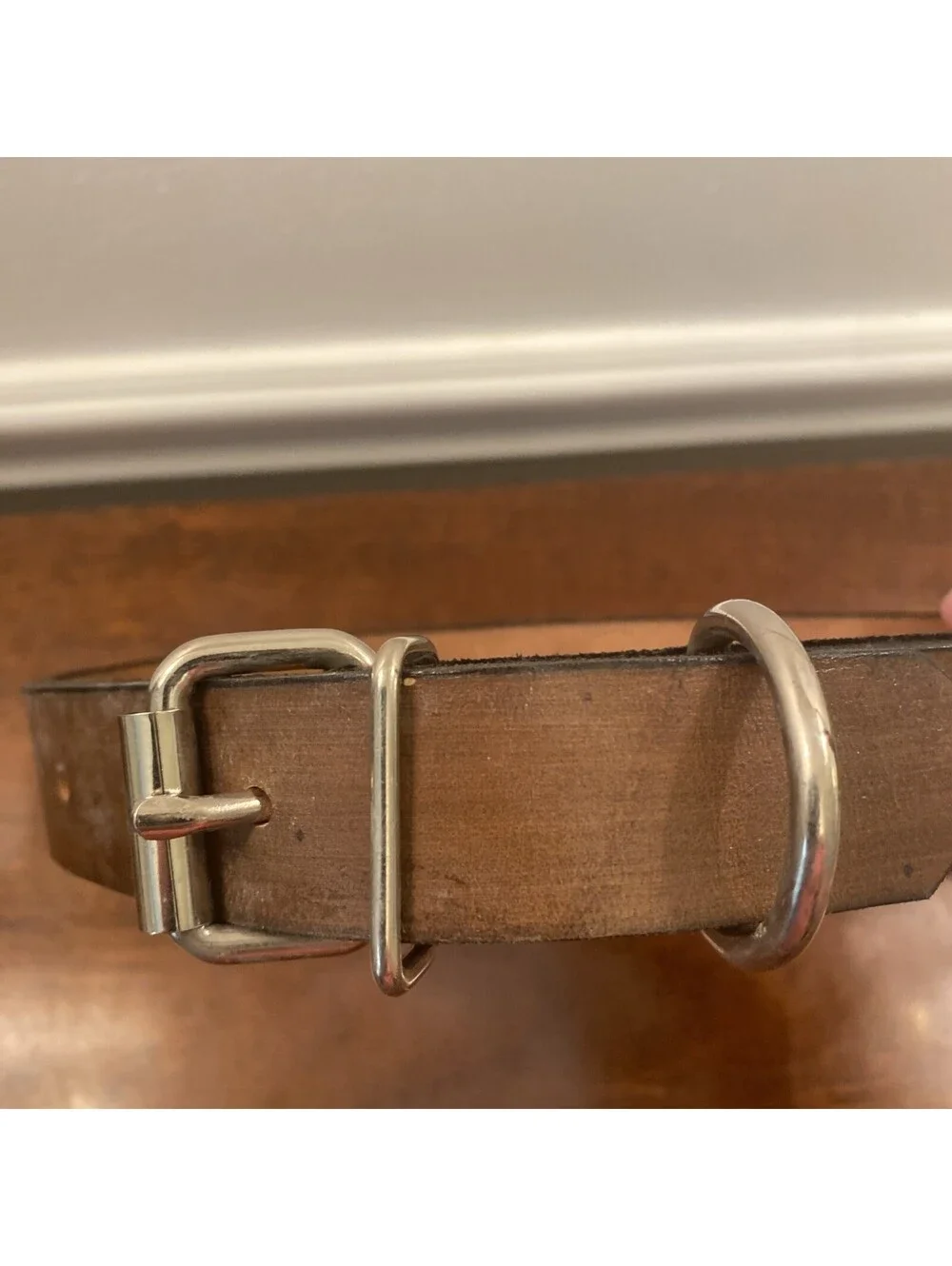 Handcrafted Brown Leather Dog Collar Western Large Dog Engraved “Smokey”